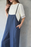 ハイウェストピンストライプサロペット　NAVY