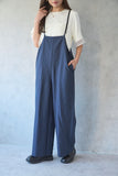 ハイウェストピンストライプサロペット　NAVY