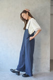 ハイウェストピンストライプサロペット　NAVY