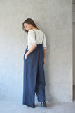 ハイウェストピンストライプサロペット　NAVY