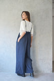 ハイウェストピンストライプサロペット　NAVY