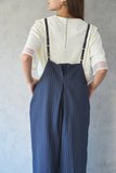 ハイウェストピンストライプサロペット　NAVY