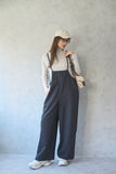 ハイウェストサロペット　BLACK