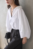 バルーン袖襟付きトップス　OFFWHITE