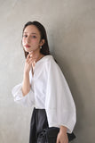 バルーン袖襟付きトップス　OFFWHITE