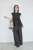 カットジョーゼットフリルトップス　BLACK
