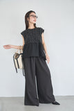 カットジョーゼットフリルトップス　BLACK