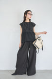 カットジョーゼットフリルトップス　BLACK
