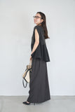 カットジョーゼットフリルトップス　BLACK