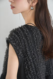 カットジョーゼットフリルトップス　BLACK