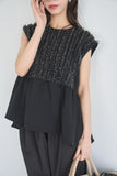 カットジョーゼットフリルトップス　BLACK