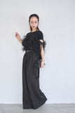3WAYフリルTシャツ　BLACK