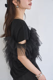 3WAYフリルTシャツ　BLACK