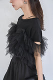 3WAYフリルTシャツ　BLACK