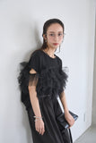 3WAYフリルTシャツ　BLACK