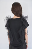 3WAYフリルTシャツ　BLACK