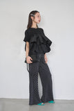 【残りわずか！】ドッキングフリルTシャツ　BLACK