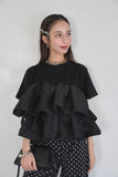 【残りわずか！】ドッキングフリルTシャツ　BLACK
