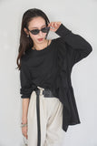 フリルロングTシャツ　BLACK