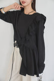 フリルロングTシャツ　BLACK