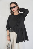 フリルロングTシャツ　BLACK