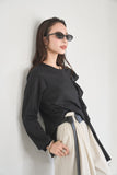 フリルロングTシャツ　BLACK