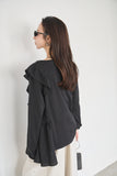フリルロングTシャツ　BLACK