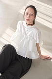【残りわずか！】ドッキングフリルTシャツ　WHITE