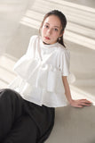 【残りわずか！】ドッキングフリルTシャツ　WHITE