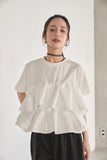 【残りわずか！】ドッキングフリルTシャツ　WHITE