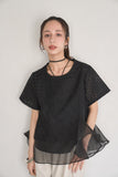 レースオーガンジーフリルトップス　BLACK