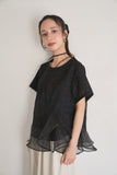 レースオーガンジーフリルトップス　BLACK
