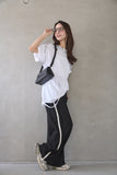 ラインフリルパンツ　BLACK