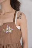 花柄刺繍キャミソール　BROWN