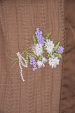 花柄刺繍イージーパンツ　BROWN