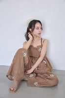 花柄刺繍イージーパンツ BROWN – ODORATA official