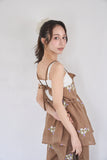 花柄刺繍キャミソール　BROWN