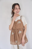 花柄刺繍キャミソール　BROWN