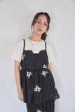 花柄刺繍キャミソール　BLACK