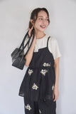 花柄刺繍キャミソール　BLACK