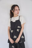 花柄刺繍キャミソール　BLACK