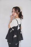 花柄刺繍キャミソール　BLACK
