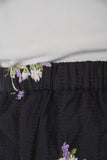 花柄刺繍イージーパンツ　BLACK