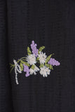 花柄刺繍イージーパンツ　BLACK
