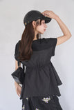 ドッキングチュニックトップス　BLACK