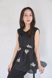 花柄刺繍キャミソール　BLACK