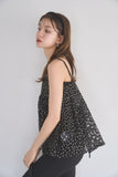 チュールフラワー刺繍キャミ　BLACK