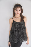 チュールフラワー刺繍キャミ　BLACK