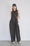 ウェストドロストサロペット　BLACK