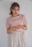 リボンヤーンサマーニットトップス　PINK